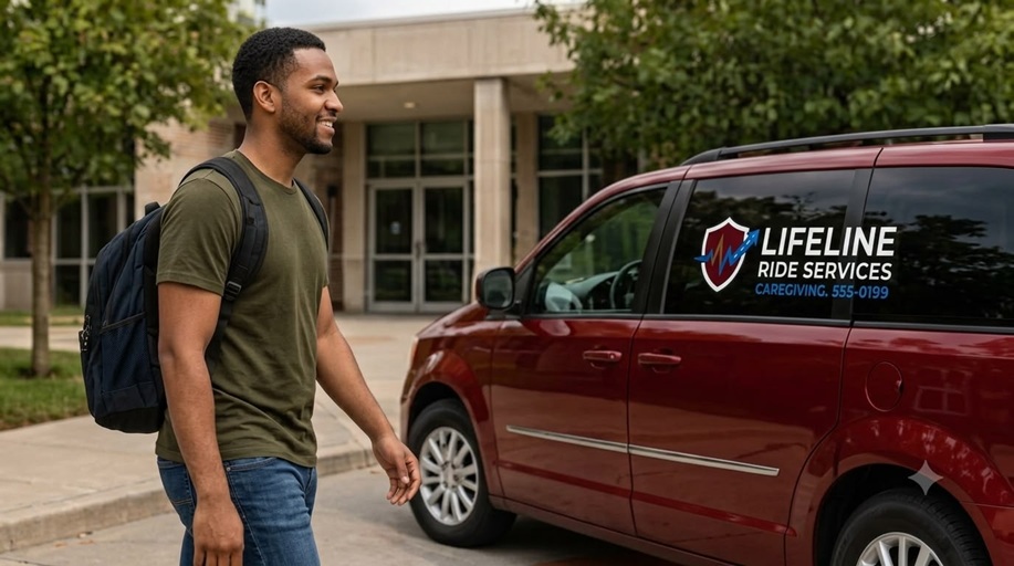 Professional Lifeline driver representing compassionate care and patient sensitivity